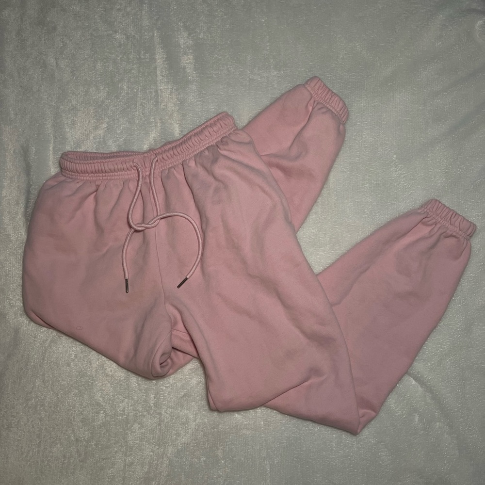 White Fox Boutique light pink logo jogger sweatpants